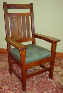 Rare Gustav Stickley Tall Arm Chair with matching Rocker